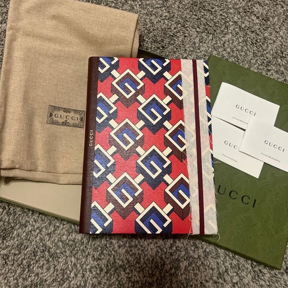 Gucci Other - Gucci Red and Blue Geometric Pattern Notebook with Dustbag-Box